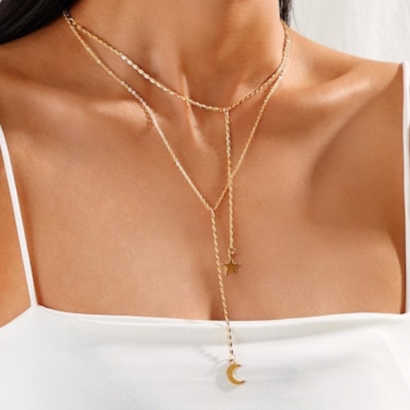 Jewelry - JUST IN‼️Star Moon Charm Layered - Necklace